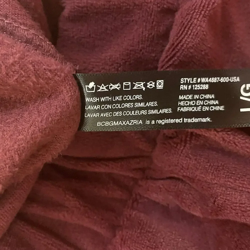 BCBGMAXAZRIA Velour Velvet L Tracksuit Set | Plum Pullover & Joggers, Y2K Lounge